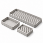 Raqenoil™ StoneRest 3-Piece Vanity Organizer Set – Quick-Dry Sink Tray, Soap Dish & Countertop Catchall