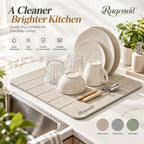 Raqenoil™ StoneFlow Quick-Dry Kitchen Counter Mat – Diatomaceous Dish Drying Mat, Foldable Sink Mat & Countertop Draining Pad