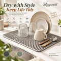 Raqenoil™ RidgeDrain Silicone Dish Drying Mat – Self-Draining Counter Mat, Heat-Resistant Sink Pad & Kitchen Counter Protector