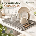 Raqenoil™ RidgeDrain Silicone Dish Drying Mat – Self-Draining Counter Mat, Heat-Resistant Sink Pad & Kitchen Counter Protector