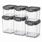 Raqenoil™ ClearNest 6-Piece Airtight Pantry Container Set – Stackable Food Storage Canisters with Locking Lids