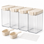 Raqenoil™ GrainVault 4-Piece Large Pantry Canister Set – Modular Dry Food Storage Containers with Scoops & Reusable Labels
