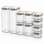Raqenoil™ SnackGrid 10-Piece Modular Food Storage Set – Clear Stackable Containers for Snacks, Cereal, Pasta & Baking Essentials