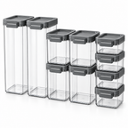 Raqenoil™ SnackGrid 10-Piece Modular Food Storage Set – Clear Stackable Containers for Snacks, Cereal, Pasta & Baking Essentials