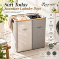 Raqenoil™ SoftSort 2-Section Laundry Hamper – 24-Gallon Divided Clothes Basket with Removable Wash Bags