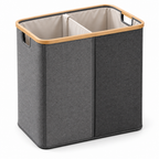 Raqenoil™ SoftSort 2-Section Laundry Hamper – 24-Gallon Divided Clothes Basket with Removable Wash Bags