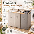 Raqenoil™ TrioSort 3-Section Laundry Organizer – 33-Gallon Family Hamper with Lift-Out Sorting Bags